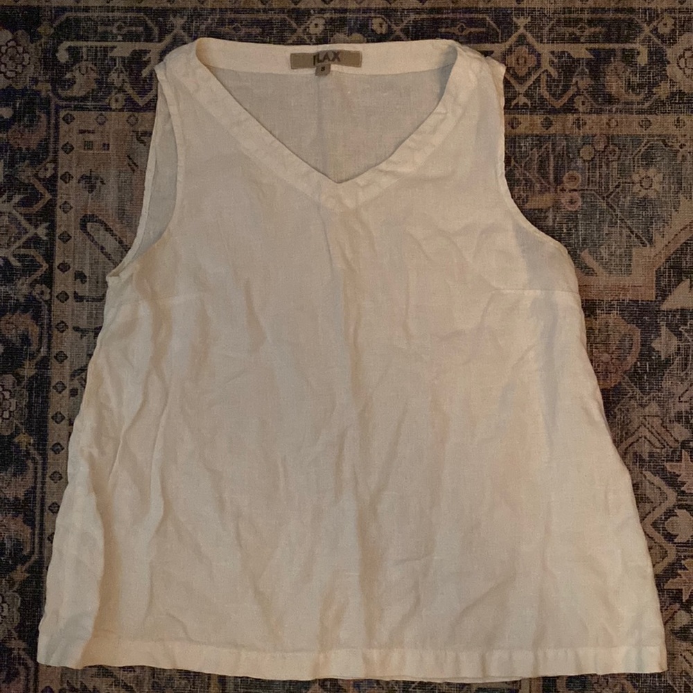 Women’s Vintage Flax Linen White Tank Top